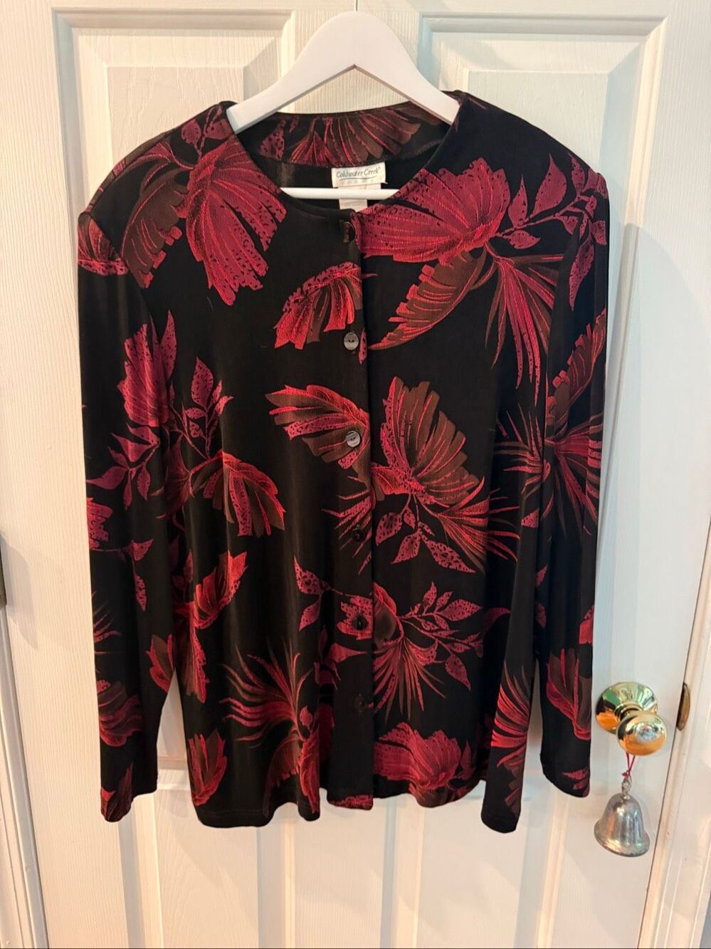 Coldwater Creek Black & Red Slinky Tunic Cardigan sz 1X EUC